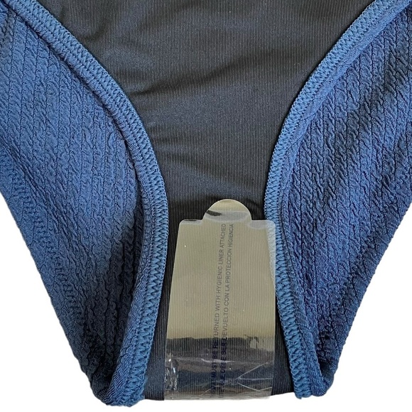 NWT J.Crew Midnight Blue Scrunchie Textured Curved Waist Cheeky Bikini Bottom XL - Picture 12 of 15